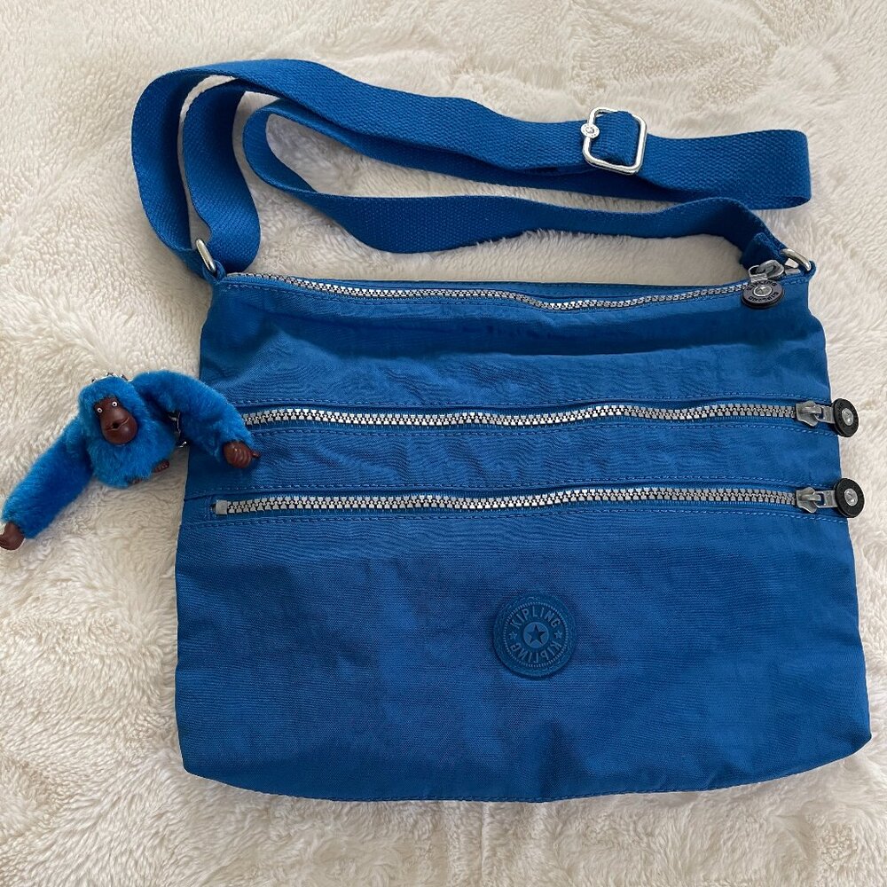 Kipling Abner Women Blue Crossbody Bag Double Zip